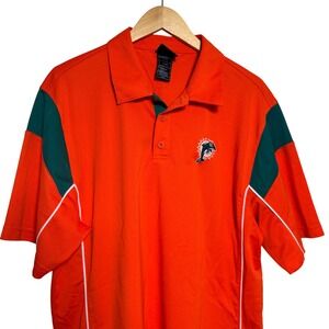Miami Dolphins Mens Polo Large NFL Team Apparel Shirt Orange Embroidered